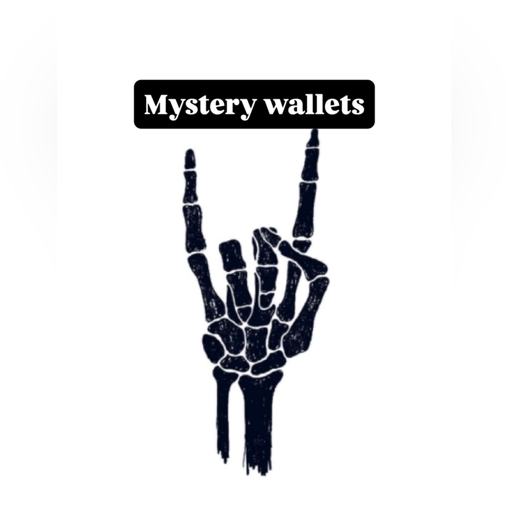 Mystery Wallet with Skeleton Hand Graphic - Black